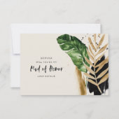 熱帯モダン抽象芸術色彩の鮮やかメイド・オブ・オーナー（花嫁付き添い人） 出欠カード (正面)