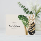 熱帯モダン抽象芸術色彩の鮮やかメイド・オブ・オーナー（花嫁付き添い人） 出欠カード (スタンド正面)