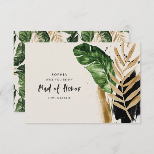 熱帯モダン抽象芸術色彩の鮮やかメイド・オブ・オーナー（花嫁付き添い人） 出欠カード (正面/裏面)