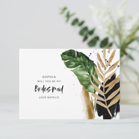 熱帯モダン抽象芸術色彩の鮮やかBridesmaid 出欠カード (スタンド正面)