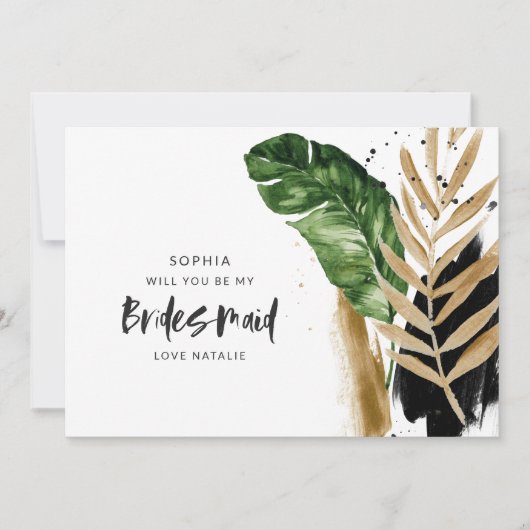 熱帯モダン抽象芸術色彩の鮮やかBridesmaid 招待状 (正面)