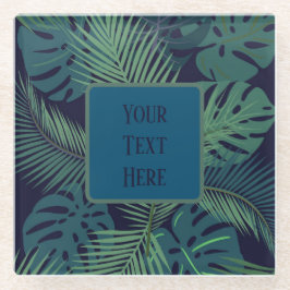 熱帯モダン暗椰子の葉、イチジク葉ジャングル ガラスコースター