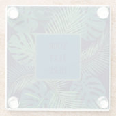 熱帯モダン暗椰子の葉、イチジク葉ジャングル ガラスコースター (裏面)