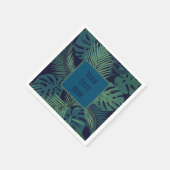 熱帯モダン暗椰子の葉、イチジク葉ジャングル スタンダードカクテルナプキン (角)