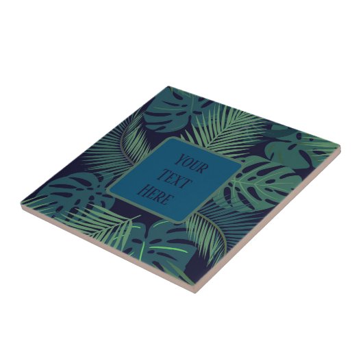 熱帯モダン暗椰子の葉、イチジク葉ジャングル タイル (側面)