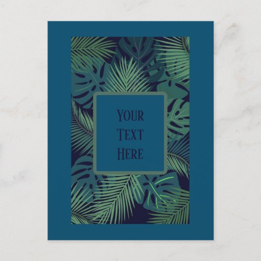 熱帯モダン暗椰子の葉、イチジク葉ジャングル ポストカード (正面)