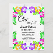 熱帯モダン植物性バラフローラ1st誕生日 招待状 (正面)