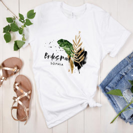 熱帯モダン植物性抽象芸術花嫁 Tシャツ