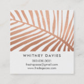 熱帯モダン椰子の葉のロゴトレンディーバラ金ゴールド スクエア名刺 (裏面)