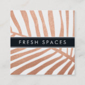 熱帯モダン椰子の葉のロゴトレンディーバラ金ゴールド スクエア名刺 (正面)