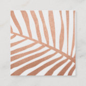 熱帯モダン椰子の葉のロゴトレンディーバラ金ゴールド スクエア名刺 (裏面)