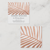 熱帯モダン椰子の葉のロゴトレンディーバラ金ゴールド スクエア名刺 (正面/裏面)