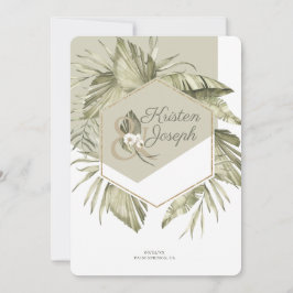 熱帯モダン椰子の葉フレーム セーブザデート