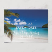熱帯モダン海の結婚ビーチは日付を保存 案内ポストカード (正面)