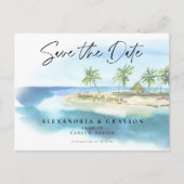 熱帯モダン海ビーチスクリプト日付の保存 案内ポストカード (正面)