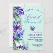 熱帯モダン紫フローラブライダルブランチ 招待状 (正面)