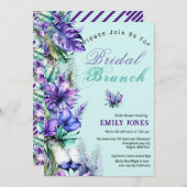 熱帯モダン紫フローラブライダルブランチ 招待状 (正面/裏面)