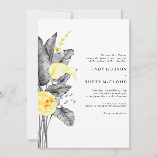 熱帯モダン結婚式招待状 招待状 (正面)