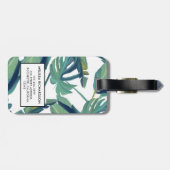 熱帯モダン緑の水色モノグラ葉ム ラゲッジタグ (裏面横)