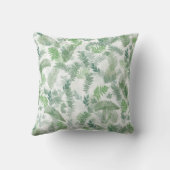 熱帯モダン緑の白い緑の葉 クッション (裏面)