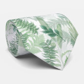 熱帯モダン緑の白い緑の葉 ネクタイ (ロール)