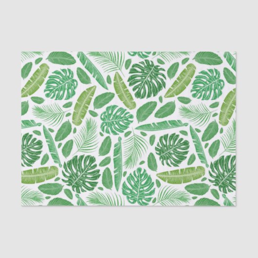 熱帯モダン緑の葉柄 薄葉紙 (正面)