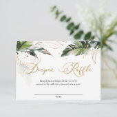 熱帯モダン緑の葉金ゴールドおむつラッフル エンクロージャーカード (スタンド正面)