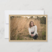 熱帯モダン緑の金ゴールド写真卒業 サンキューカード (裏面)