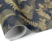 熱帯モダン緑の青い金ゴールド葉 ラッピングペーパー (ロールコーナー)