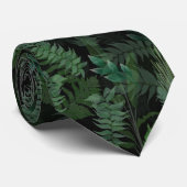 熱帯モダン緑の黒い緑の葉 ネクタイ (ロール)