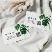熱帯モダン緑結婚のQR RSVP エンクロージャーカード