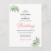 熱帯モダン緑結婚式招待状 ポストカード (正面)