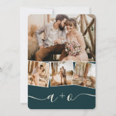 熱帯モダン緑葉4枚結婚写真 招待状 (裏面)