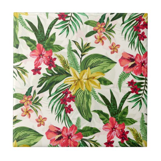 熱帯モダン花柄 タイル (正面)