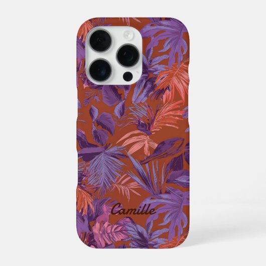 熱帯モダン葉赤紫 iPhoneケース (裏面)