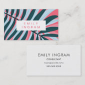 熱帯モダン葉鮮やかなピンク色のティール(緑がかった色)デザイン 名刺 (正面/裏面)