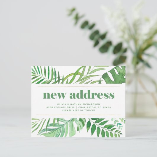 熱帯モダン葉|引っ越し案内 案内ポストカード (スタンド正面)
