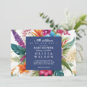 熱帯モダン野カラフル花の赤ちゃん 招待状 (スタンド正面)