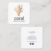 熱帯モダン金ゴールドサンゴ スクエア名刺 (正面/裏面)