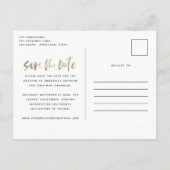 熱帯モダン金ゴールドスタイリッシュス結婚ト写真 インビテーションポストカード (裏面)