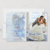 熱帯モダン青蘭フローラの結婚写真 サンキューカード (正面)