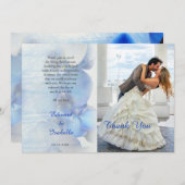 熱帯モダン青蘭フローラの結婚写真 サンキューカード (正面/裏面)