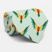 熱帯モダン鳥模様(淡青) ネクタイ (ロール)