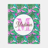 熱帯モノグラムのパーソナライズされたフリースブランケット フリースブランケット (正面)