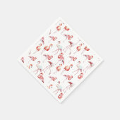 熱帯モノグラムのピンクのフラミンゴの水色 スタンダードカクテルナプキン (角)