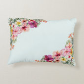 熱帯モノグラムのピンクの花フローラ アクセントクッション (裏面)