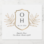 熱帯モノグラム金ゴールド結婚クレストボトルラベル スパークリングワインラベル (シングルラベル)