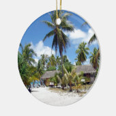 熱帯モルディブのやし果樹園の掘っ建て小屋 セラミックオーナメント (左)