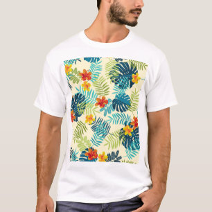 熱帯モンスターハイビスカス夏パターン Tシャツ