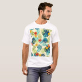 熱帯モンスターハイビスカス夏パターン Tシャツ (正面フル)
